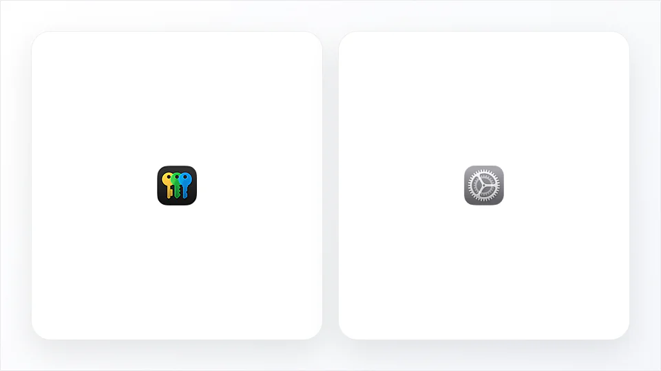 密码 App 与系统设置图示