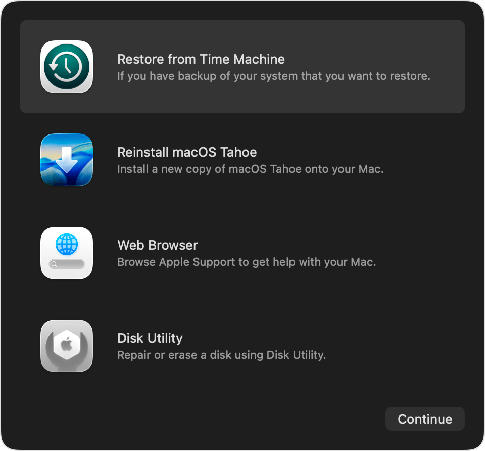 Apple 官方:恢复模式工具界面