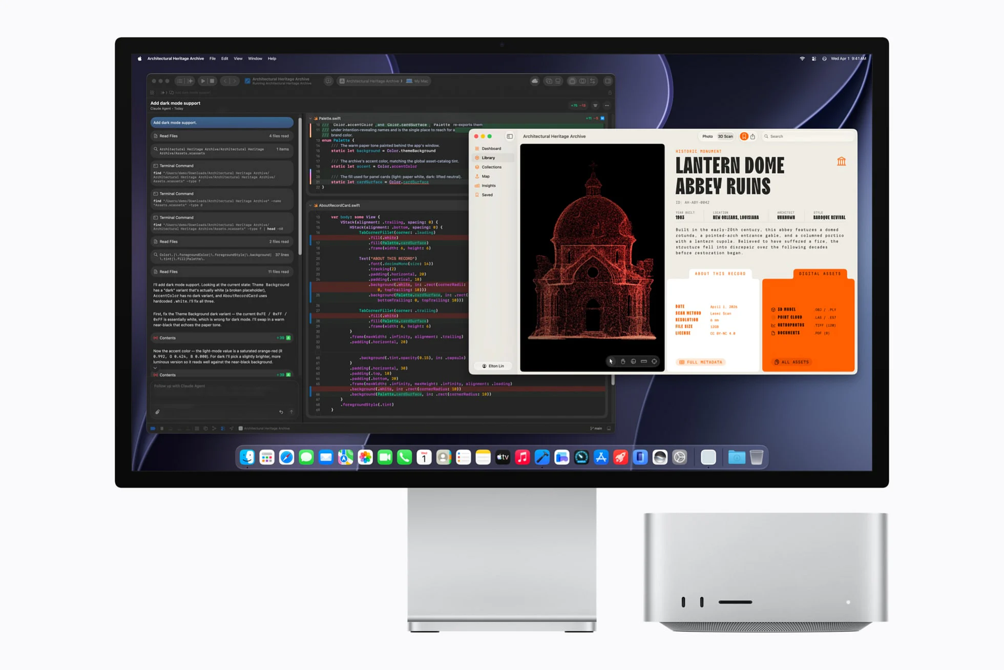 Mac Studio 正在使用 Xcode 编程。