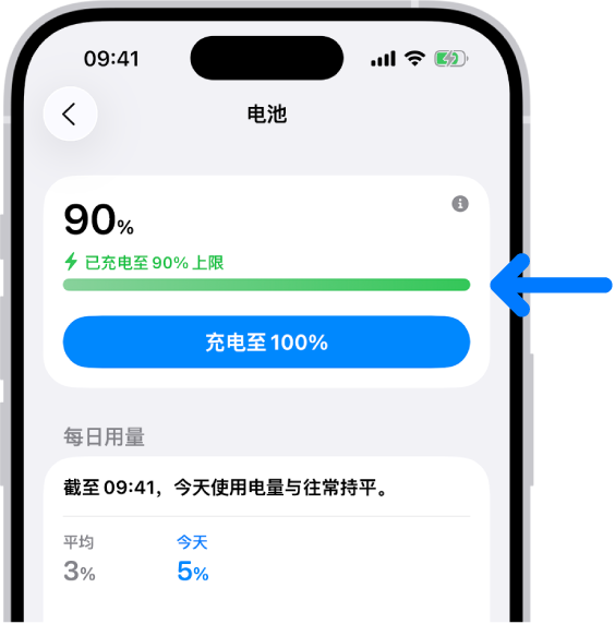 在 iPhone 上设定充电上限