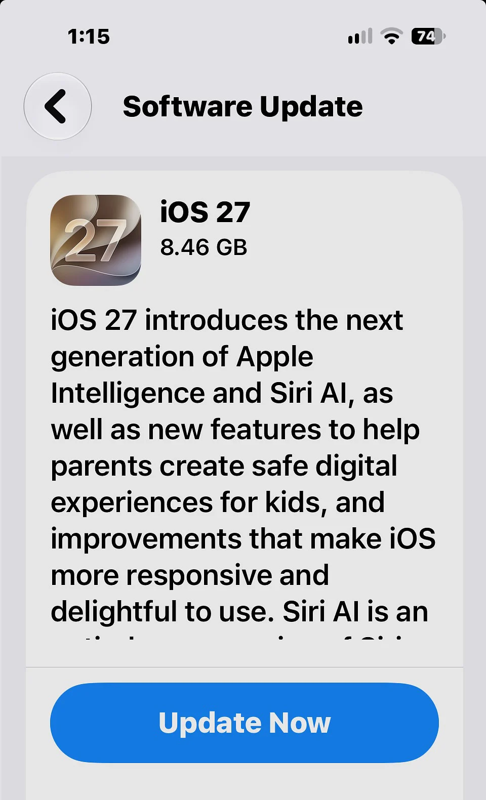 iOS 27 现已可供 iPhone 和 iPad 下载