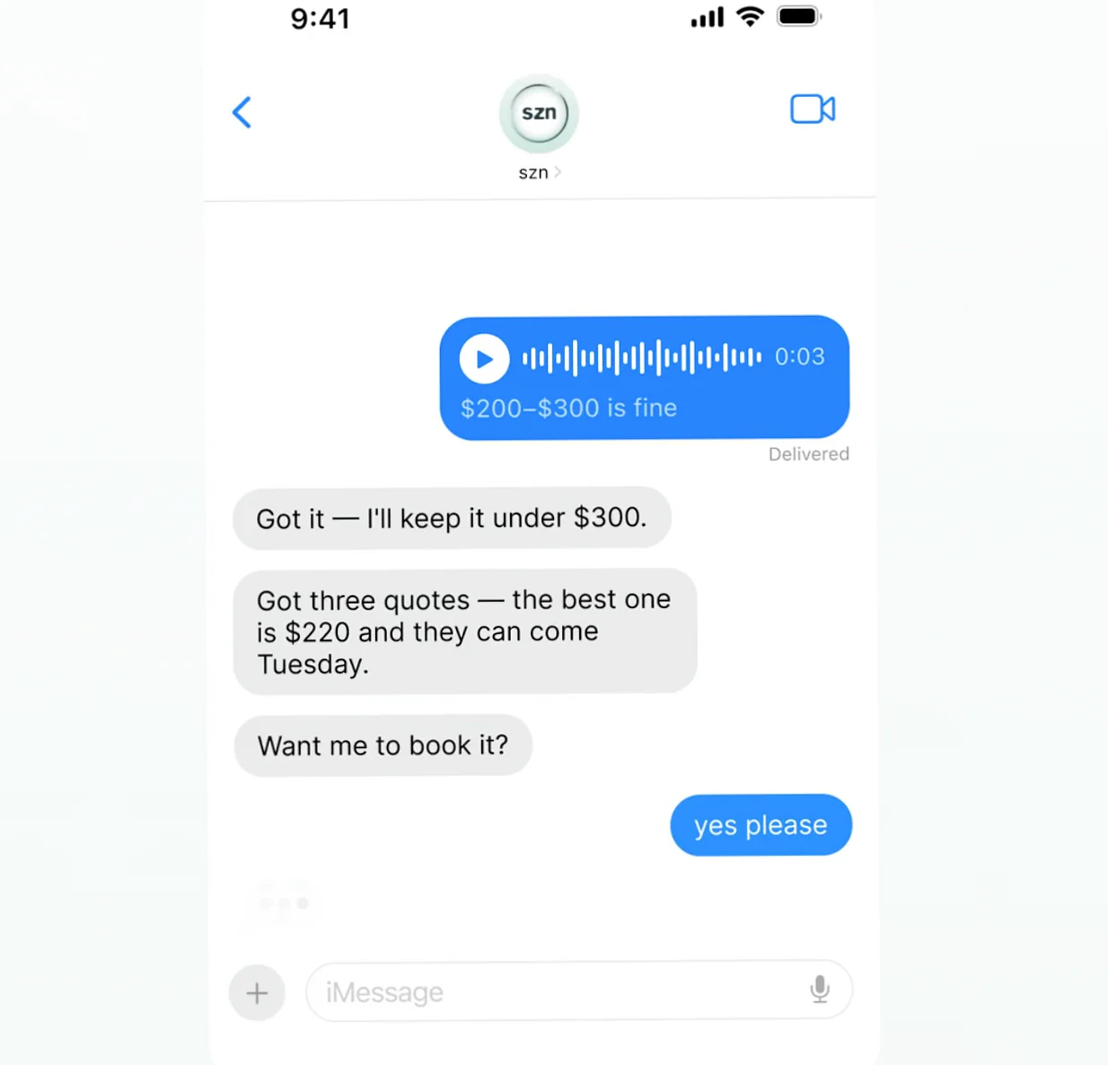 前苹果 Siri 工程师推出 AI 智能体 szn，可在 iMessage 中与用户互动