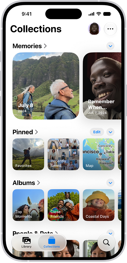 在 iPhone 上浏览照片精选集