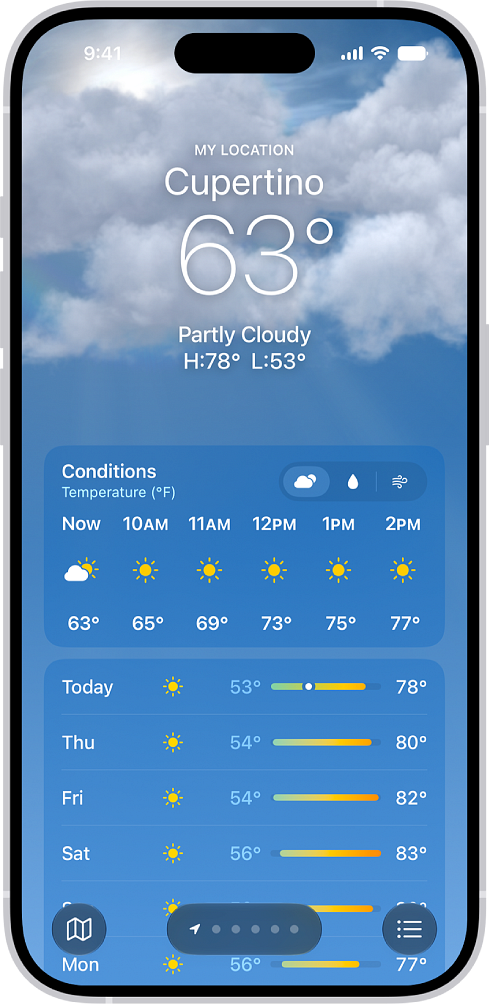 在 iPhone 上查看天气