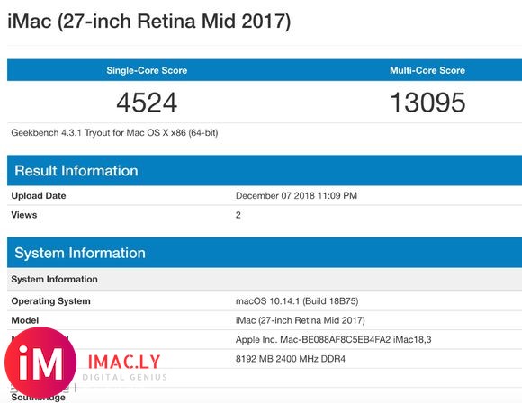 【难以置信】Macbook Pro 2018比iMac 27寸 2017跑分还高-1.jpg