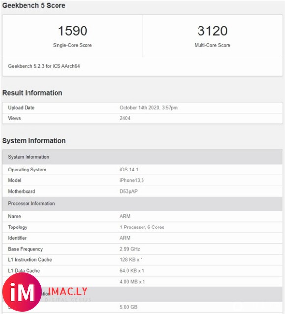 iPhone 12性能曝光:A14多核表现不如平板版-1.jpg