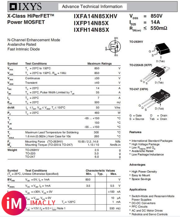 IXFA14N85XHV-ASEMI代理艾赛斯MOS管IXFA14N85XHV-2.jpg