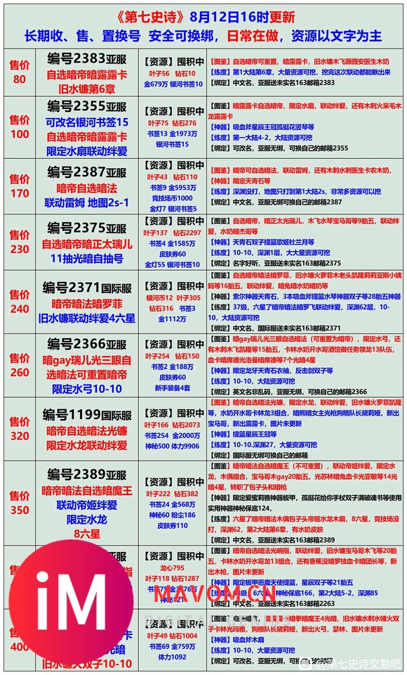 亲,8月12日长图号单,长期收售置换号;账号安全无勇士可预定-1.jpg