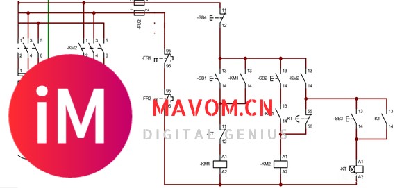 求电路图:两台电机M1、M2、要求M1先启动M2才能启动,启-1.jpg