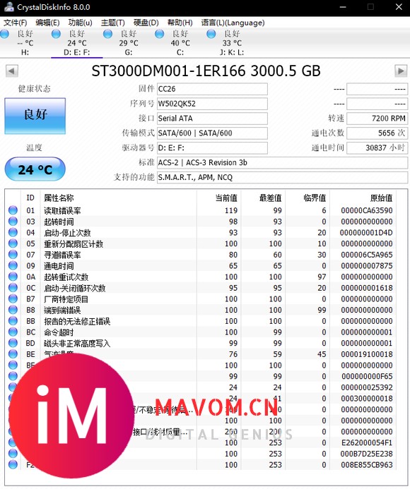 ST3000 DM001 固件CC26 目前30837小时 放在机箱内当仓库-3.jpg