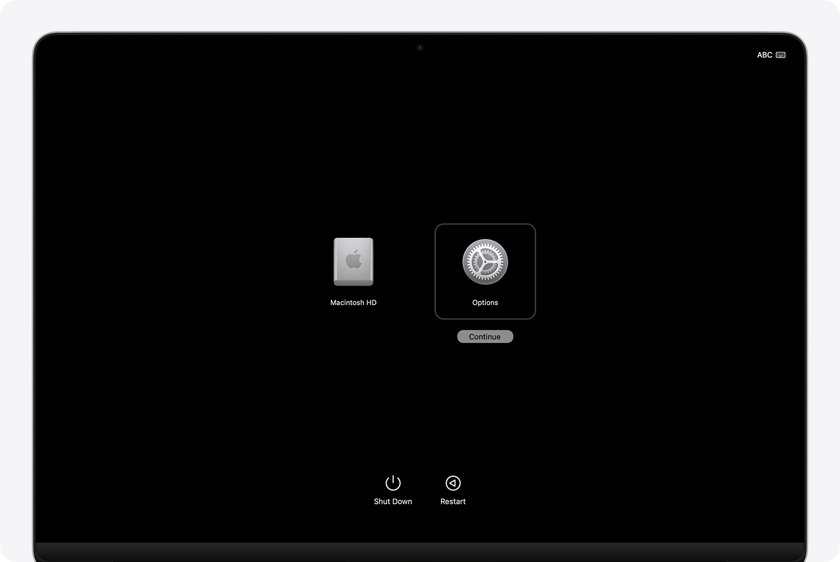 Apple 芯片 Mac 进入启动选项